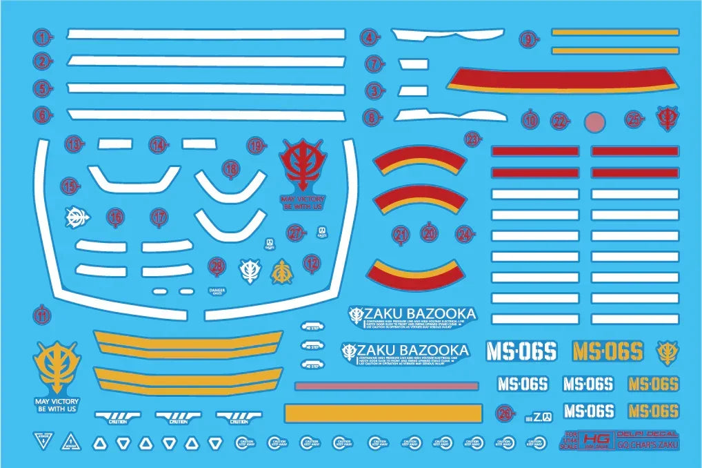 Delpi Water Decal For HG Char's Zaku (GQ)