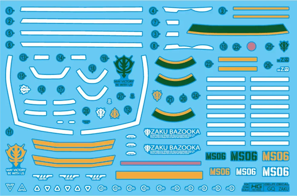 Delpi Water Decal For HG Zaku (GQ) - A-Z Toy Hobby