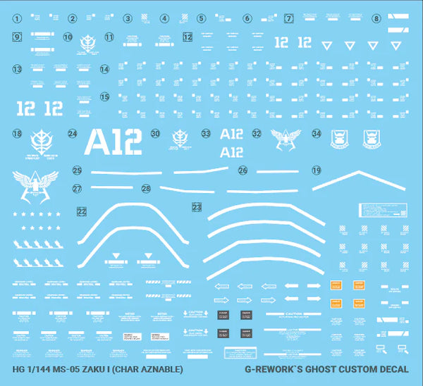 G-Rework Water Decal For HG GTO Char's Zaku II