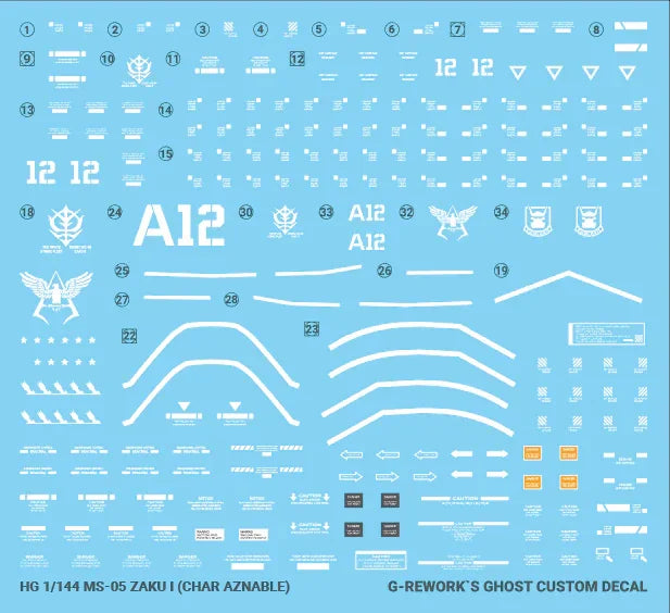 G-Rework Water Decal For HG GTO Char's Zaku II - A-Z Toy Hobby