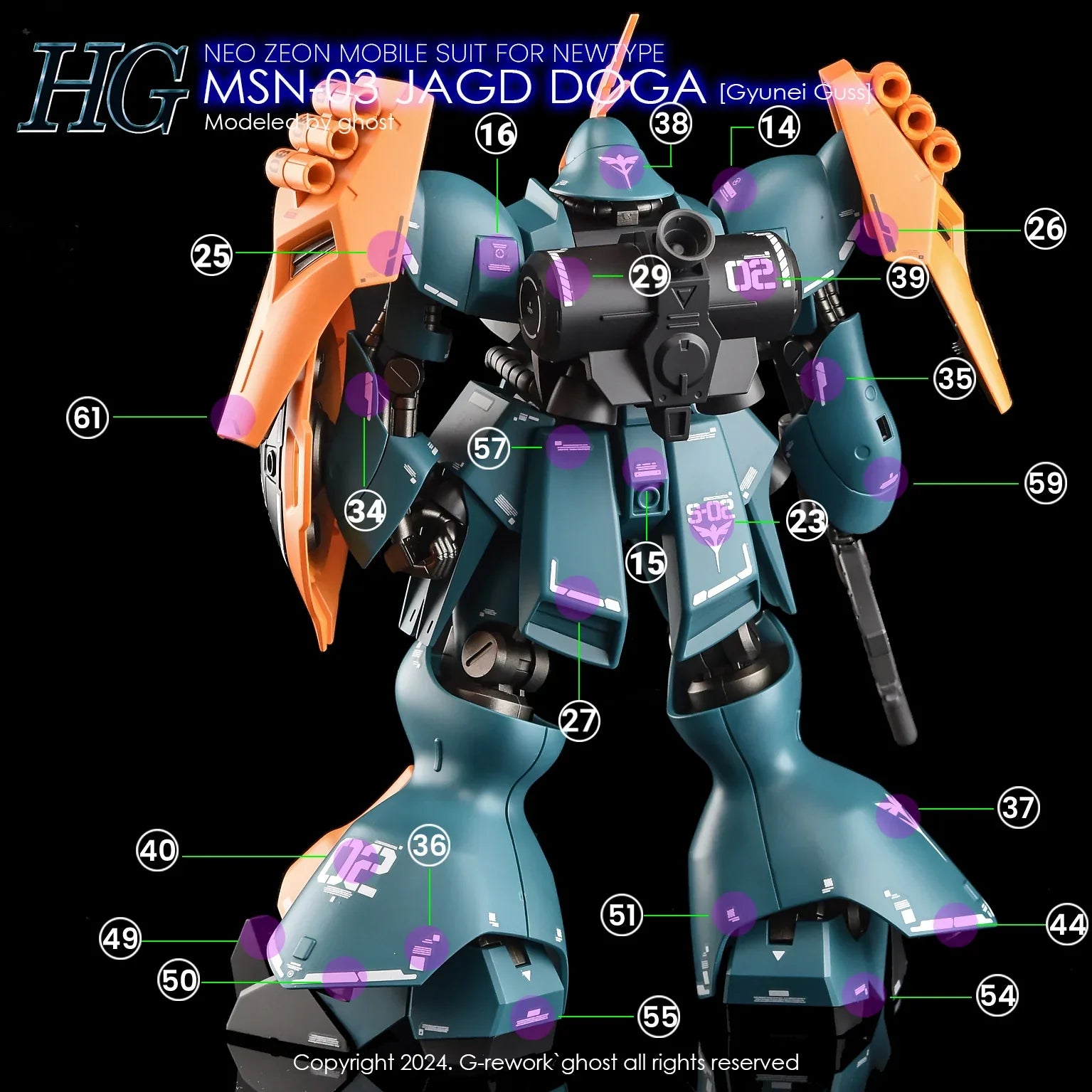 G-Rework Water Decal For HG Jagd Doga Gyunei Guss Custom - A-Z Toy Hobby