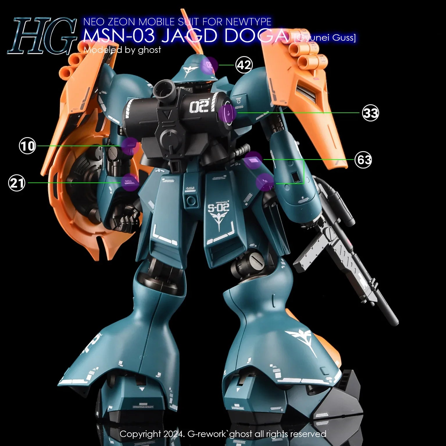 G-Rework Water Decal For HG Jagd Doga Gyunei Guss Custom - A-Z Toy Hobby