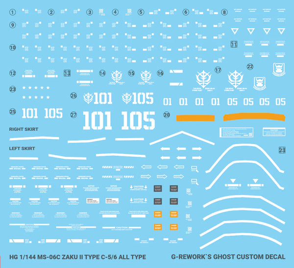 G-Rework Water Decal For HG GTO Zaku II Type C-6/R6