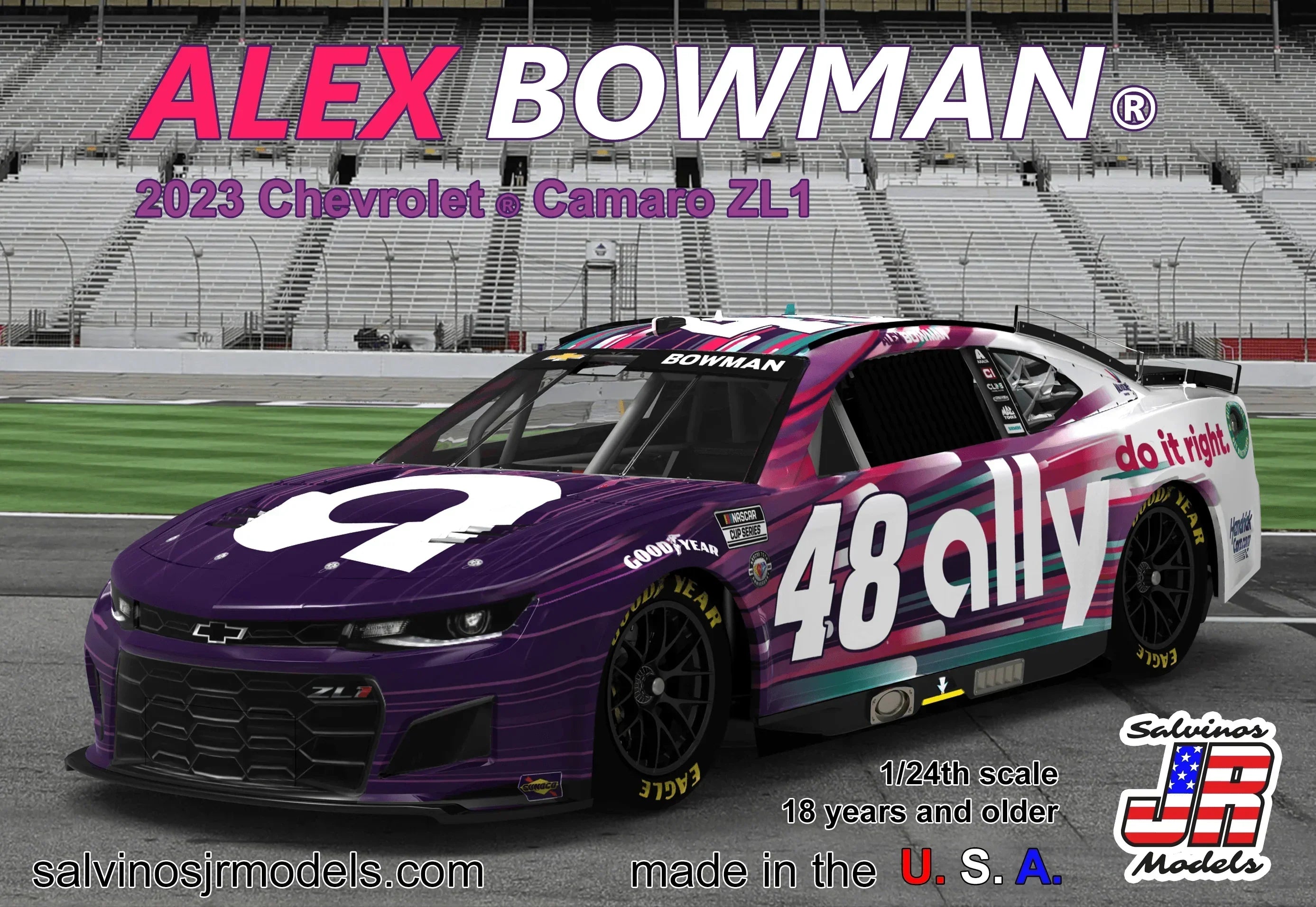 Salvinos JR Alex Bowman 2023 Chevrolet Camaro ZL 1 1/24 Model Kit - A-Z Toy Hobby