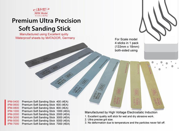Infini Model Premium Ultra Precision Soft Sanding Stick (4pcs) - A-Z Toy Hobby