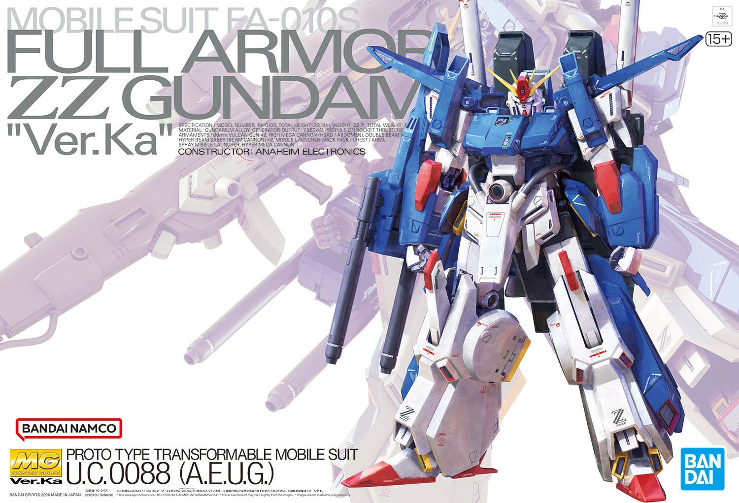 Bandai MG Full Armor ZZ Gundam Ver. Ka 1/100 Model Kit