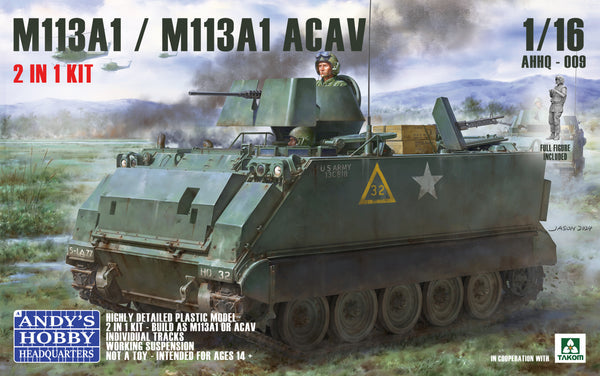 Andy's HHQ 009 M113A1/M113A1 ACAV Armored Personnel Carrier (2 in 1) 1/16 Model Kit