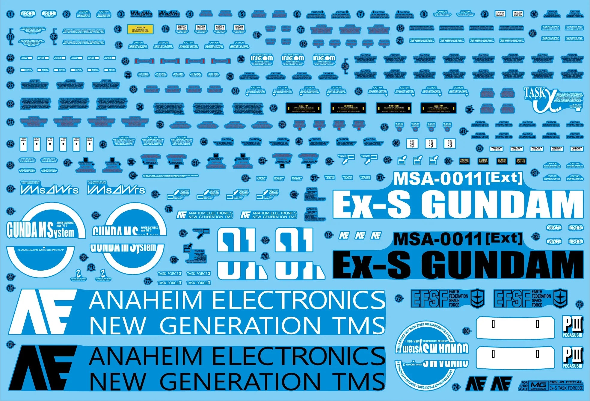 Delpi Water Decal For MG Ex-S Task Force Alpha Ver. - A-Z Toy Hobby