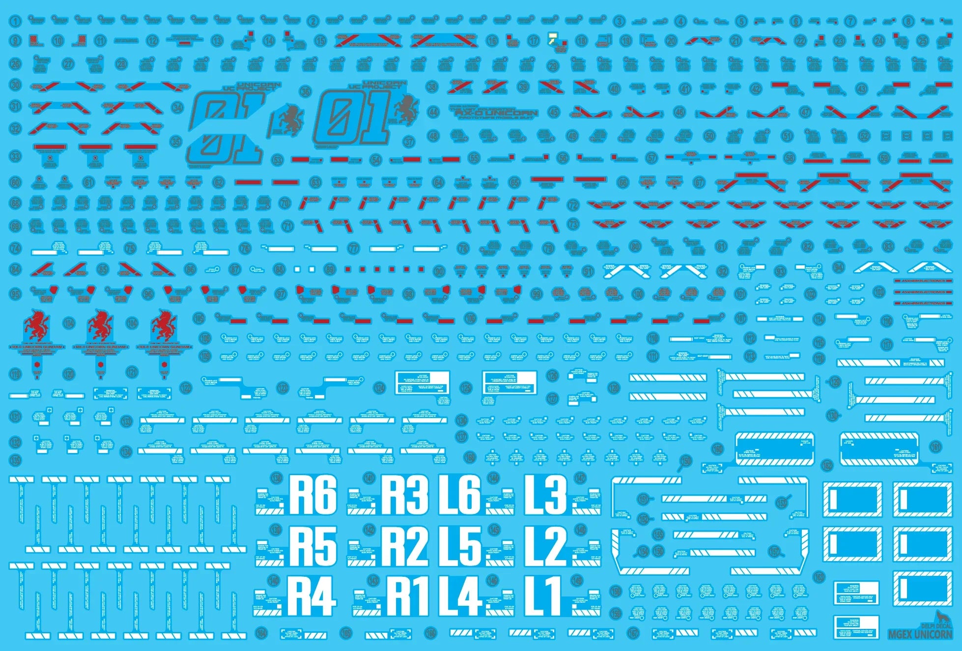 Delpi Holo Water Decal For MGEX Unicorn Ver. Ka - A-Z Toy Hobby