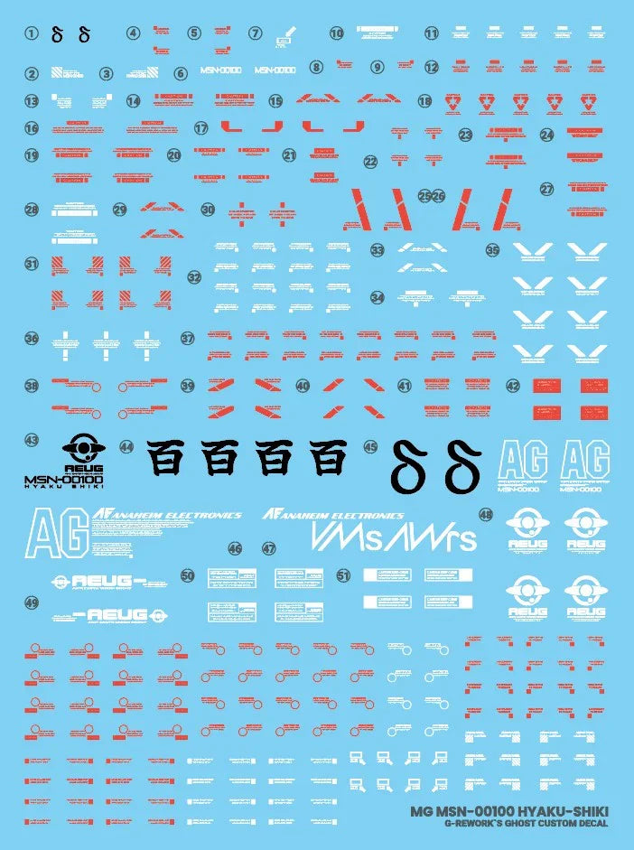 G-Rework Water Decal For MG Hyaku Shiki 2.0 - A-Z Toy Hobby