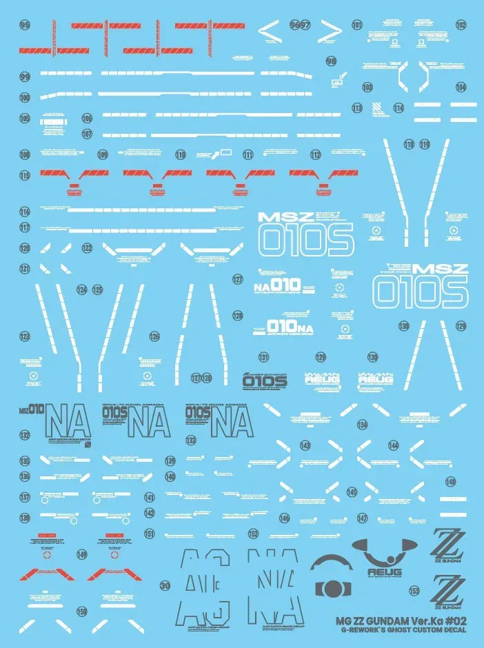 G-Rework Water Decal For MG ZZ Ver. Ka + Enhanced Expansion Parts - A-Z Toy Hobby