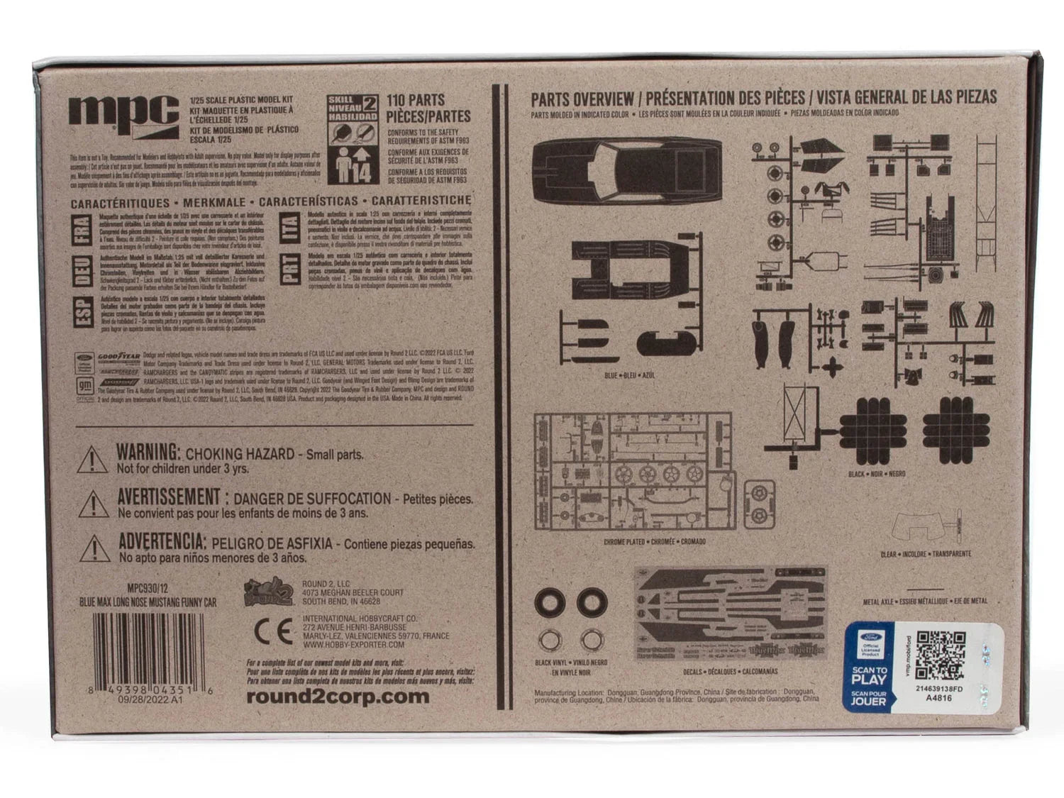 MPC Blue Max Long Nose Mustang Funny Car 1/25 Model Kit - A-Z Toy Hobby