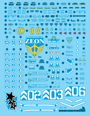 Delpi Water Decal For MG Black Tri-Stars Zaku - A-Z Toy Hobby