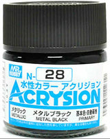 Mr. Hobby N28 Acrysion Metal Black Paint 10ml - A-Z Toy Hobby