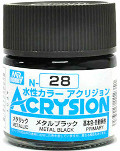 Mr. Hobby N28 Acrysion Metal Black Paint 10ml