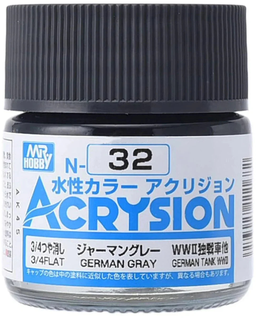Mr. Hobby N32 Acrysion German Gray Paint 10ml - A-Z Toy Hobby