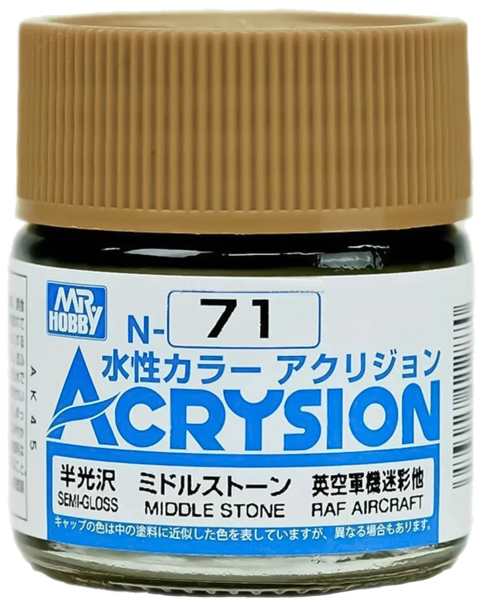 Mr. Hobby N71 Acrysion Middle Stone Paint 10ml - A-Z Toy Hobby