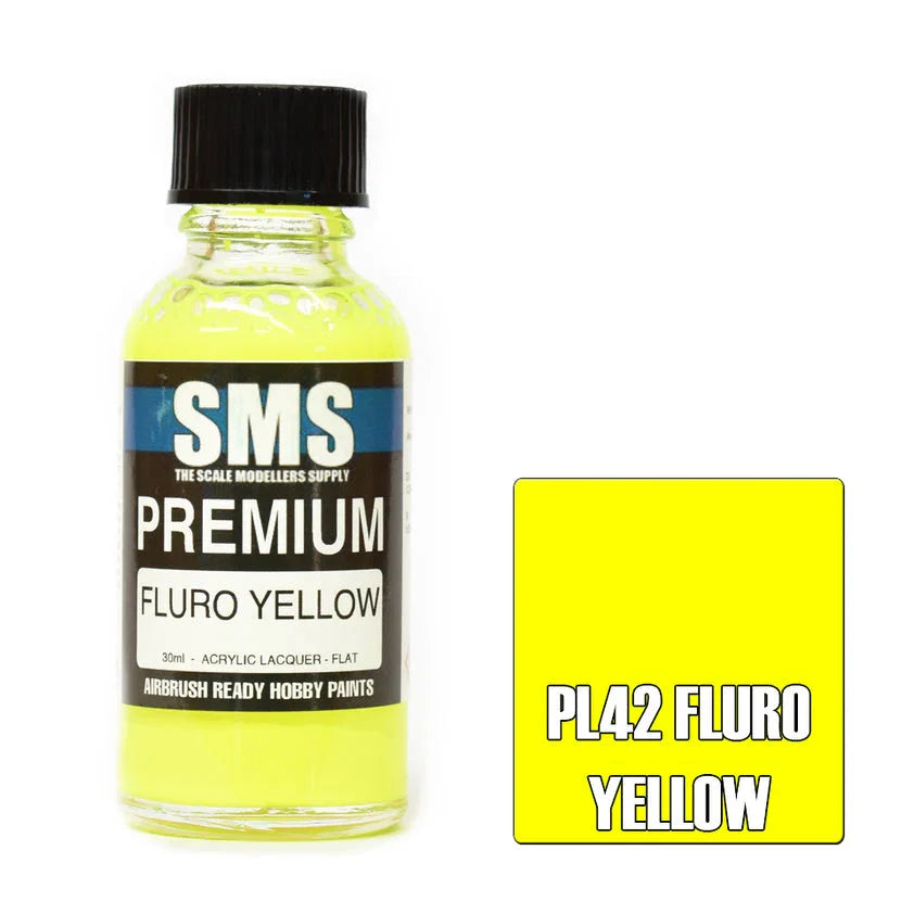 SMS PL42 Premium Fluro Yellow Paint 30ml - A-Z Toy Hobby