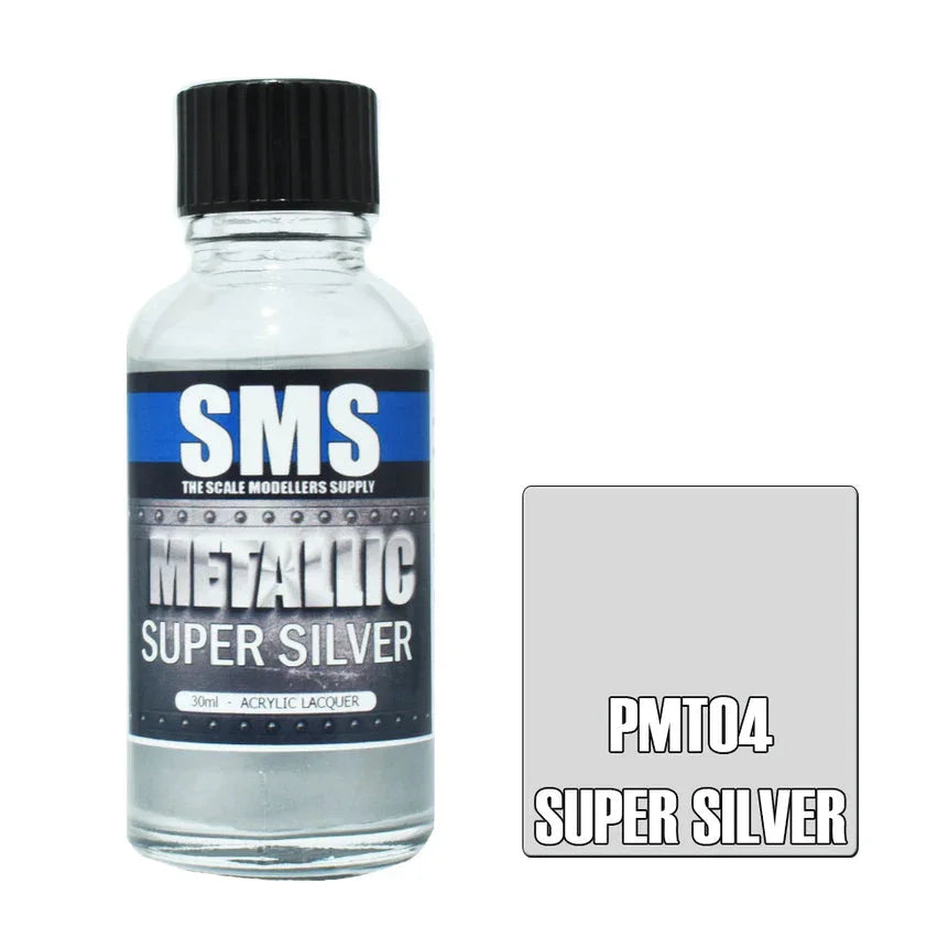 SMS PMT04 Metallic Super Silver Paint 30ml - A-Z Toy Hobby