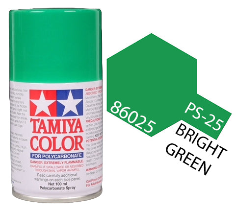 Tamiya 86025 PS-25 Bright Green Polycarbonate Spray Paint 100ml TAM86025