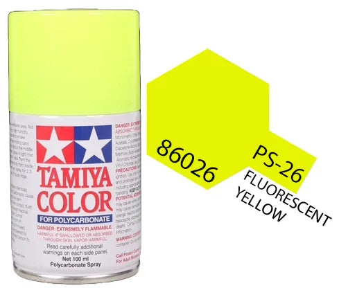 Tamiya 86027 PS-27 Fluorescent Yellow Polycarbonate Spray Paint 100ml TAM86027 - A-Z Toy Hobby