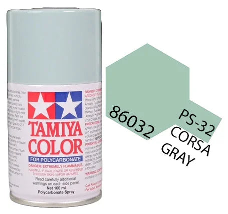 Tamiya 86032 PS-32 Corsa Gray Polycarbonate Spray Paint 100ml TAM86032 - A-Z Toy Hobby