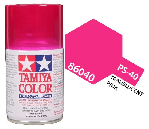 Tamiya 86040 PS-40 Translucent Pink Polycarbonate Spray Paint 100ml TAM86040 - A-Z Toy Hobby