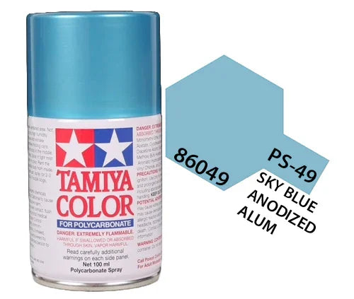 Tamiya 86049 PS-49 Sky Blue Anodized Alum Polycarbonate Spray Paint 100ml TAM86049 - A-Z Toy Hobby