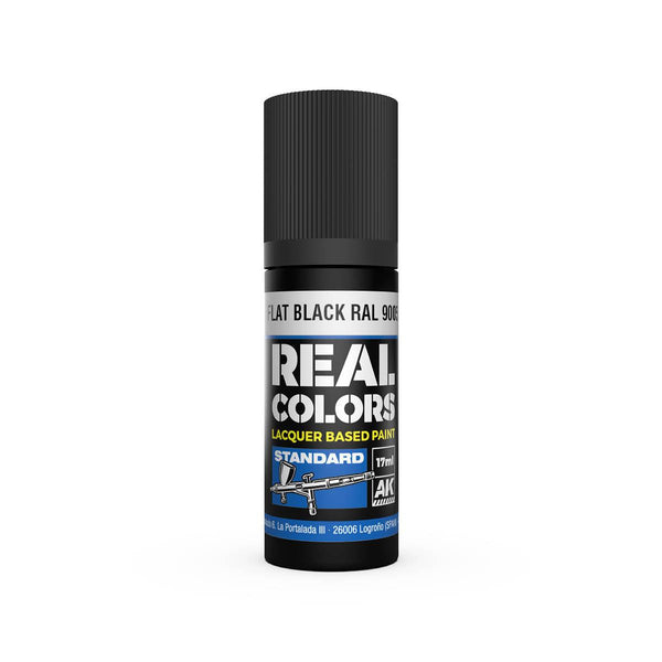 AK Interactive RC804 Real Colors Flat Black RAL 9005 Paint 17ml