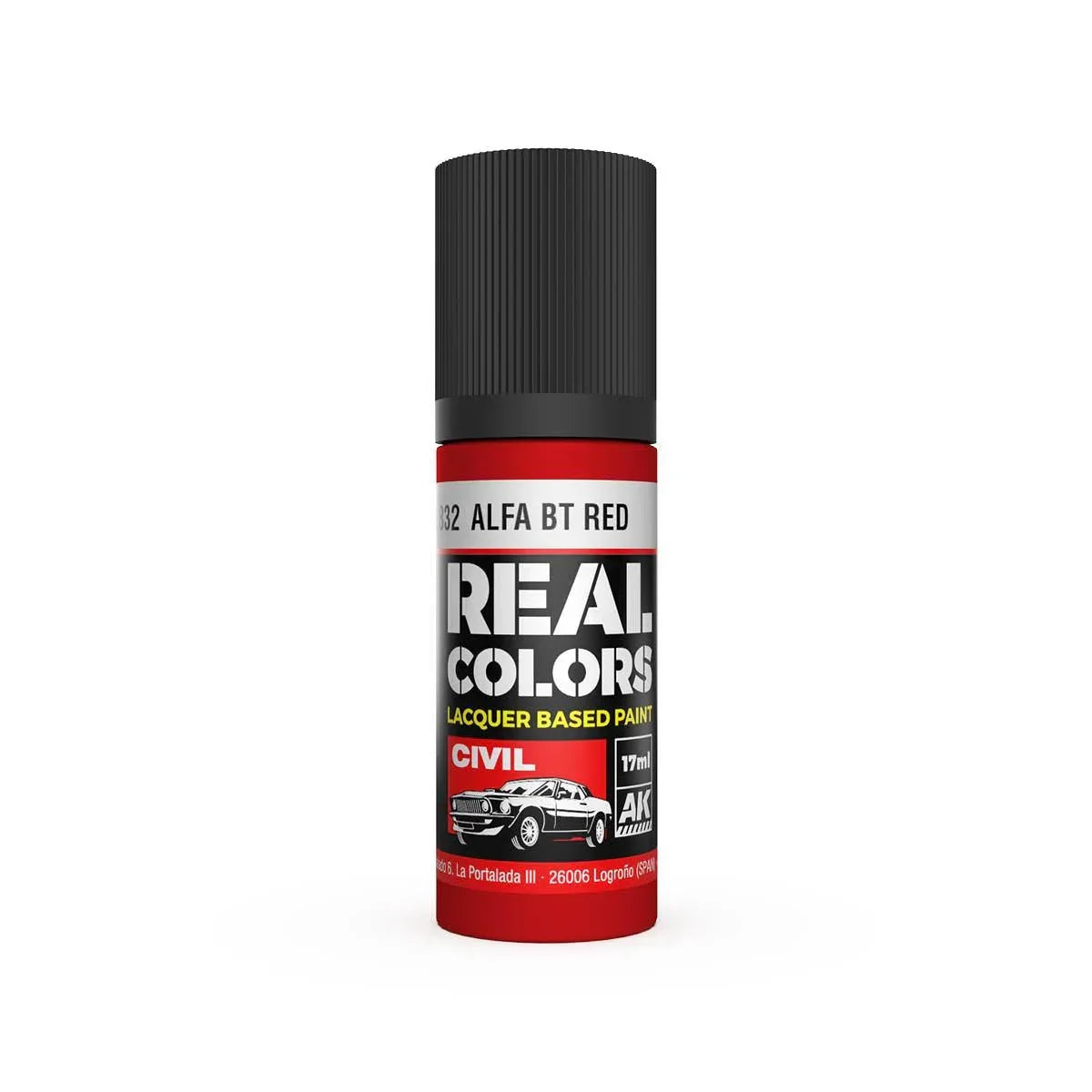 AK Interactive RC832 Real Colors Alfa BT Red Paint 17ml - A-Z Toy Hobby