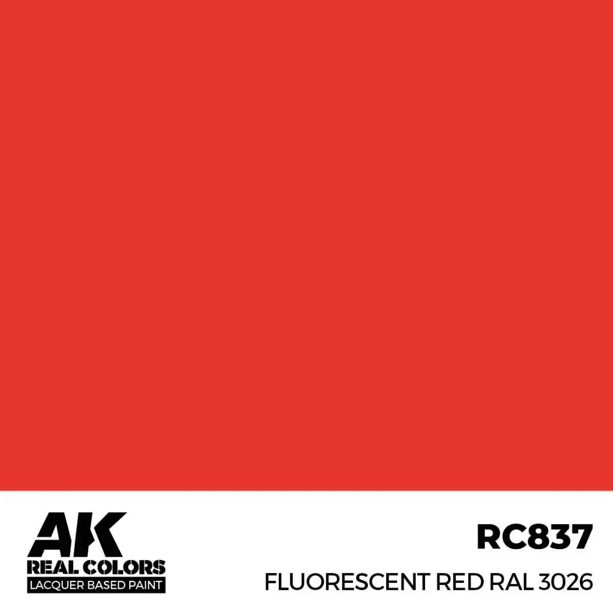 AK Interactive RC837 Real Colors Fluorescent Red RAL 3026 Paint 17ml - A-Z Toy Hobby