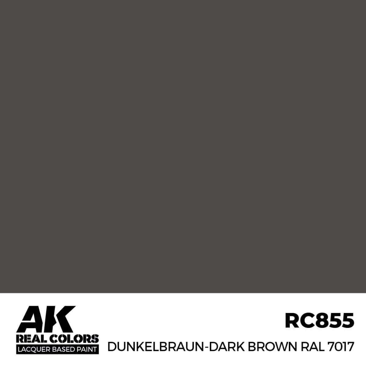 AK Interactive RC855 Real Colors Dunkelbraun-Dark Brown RAL 7017 Paint 17ml - A-Z Toy Hobby