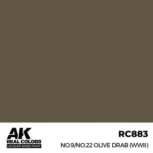 AK Interactive RC883 Real Colors No.9/No.22 Olive Drab (WWII) Paint 17ml - A-Z Toy Hobby