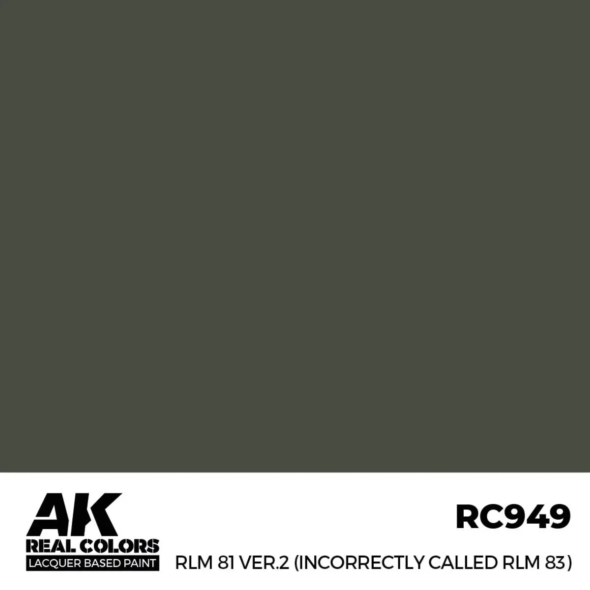 AK Interactive RC949 Real Colors RLM 81 Ver.2 (Incorrectly Called RLM 83) Paint 17ml - A-Z Toy Hobby