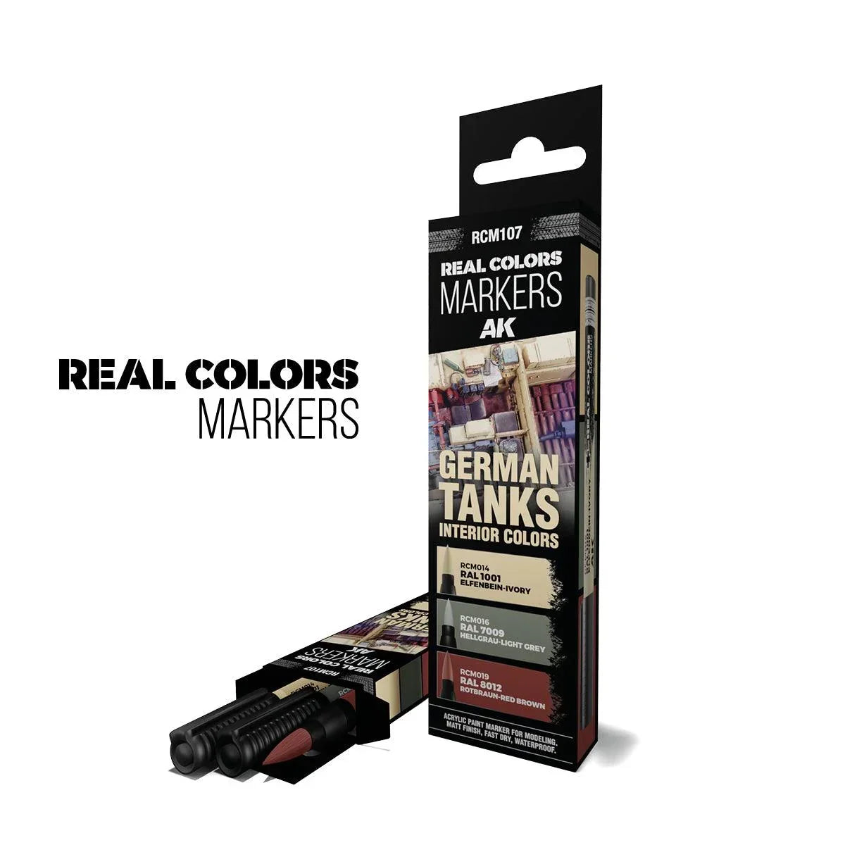 AK Interactive RCM107 RC Markers Set - German Tanks Interior Colors (3pcs) - A-Z Toy Hobby