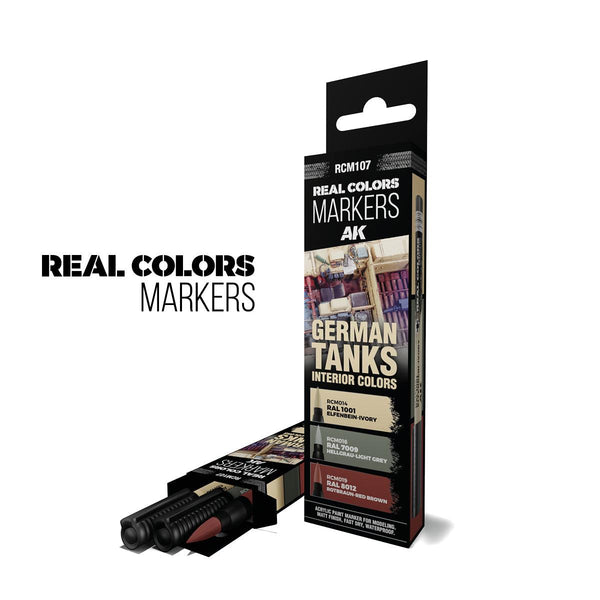 AK Interactive RCM107 RC Markers Set - German Tanks Interior Colors (3pcs)