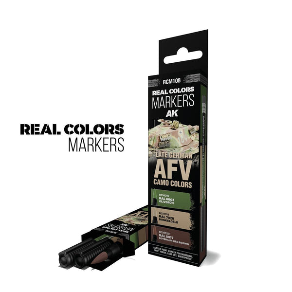 AK Interactive RCM108 RC Markers Set - Late German AFV Camo Colors (3pcs)