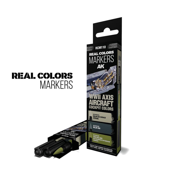 AK Interactive RCM110 RC Markers Set - WWII Axis Aircraft Cockpit Colors (3pcs)