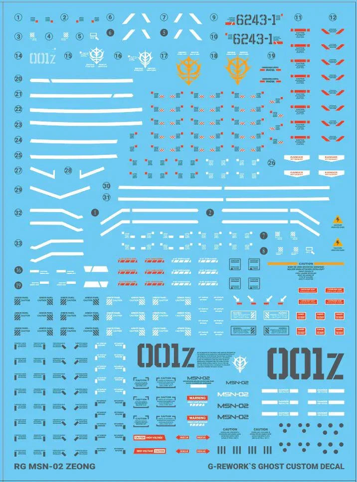 G-Rework Water Decal For RG Zeong - A-Z Toy Hobby