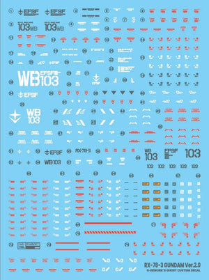 G-Rework Water Decal For RG RX-78-2 2.0 G3 Ver. - A-Z Toy Hobby
