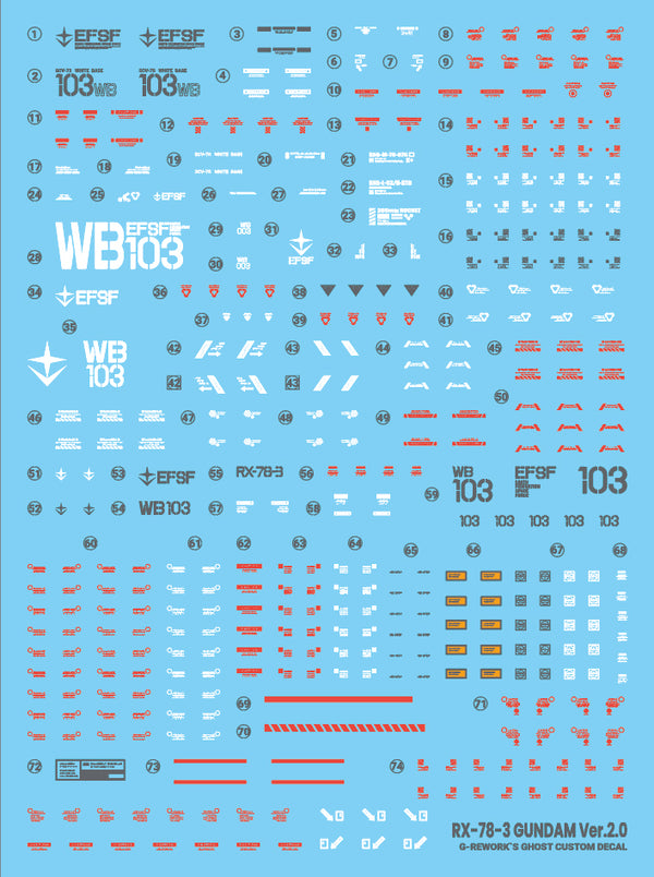 G-Rework Water Decal For RG RX-78-2 2.0 G3 Ver.