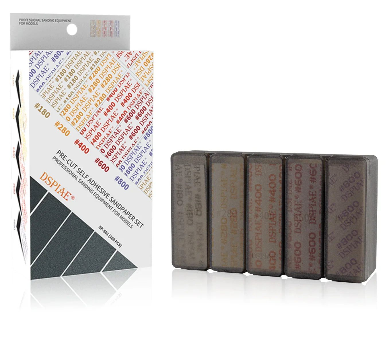 DSPIAE Adhesive Sand Paper Set (180, 280, 400, 600, 800) (100pcs) SP-S01 - A-Z Toy Hobby