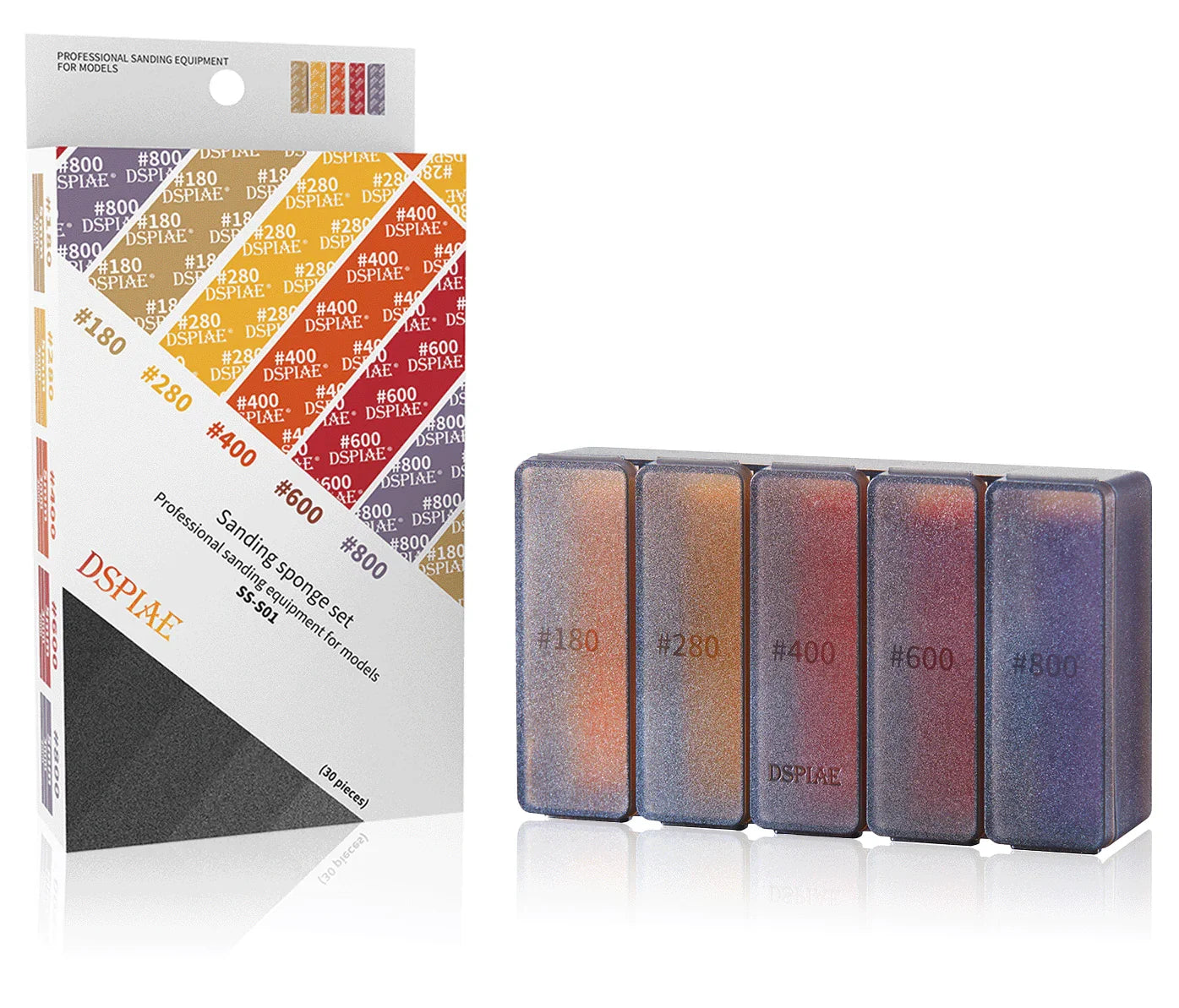 DSPIAE Sanding Sponge Set (180, 280, 400, 600, 800) (30pcs) SS-S01 - A-Z Toy Hobby