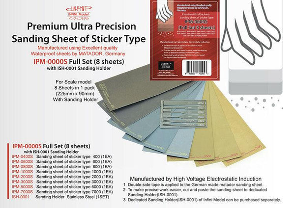 Infini Model Premium Ultra Precision Sanding Sheet of Sticker Type Set (400-7000) (8pcs) IPM-0000S - A-Z Toy Hobby