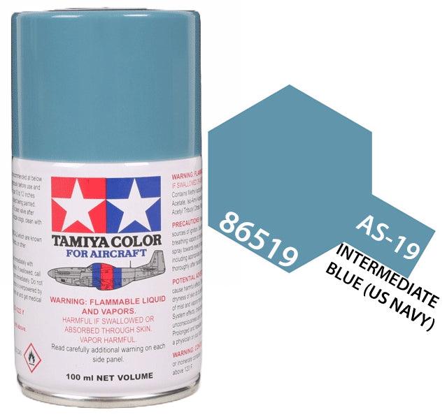 Tamiya 86519 AS-19 Intermediate Blue (US Navy) Aircraft Lacquer Spray Paint 100ml - A-Z Toy Hobby