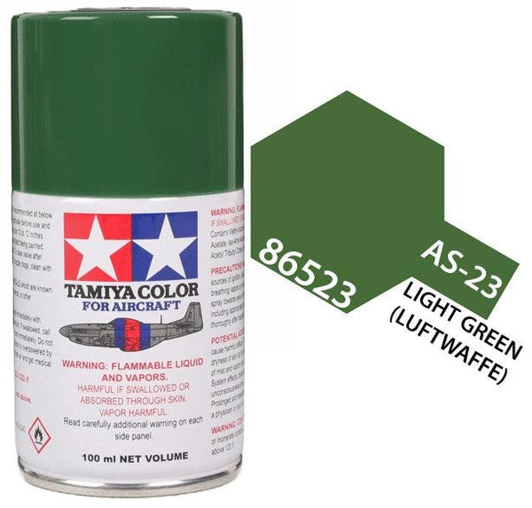 Tamiya 86523 AS-23 Light Green (Luftwaffe) Aircraft Lacquer Spray Paint 100ml - A-Z Toy Hobby