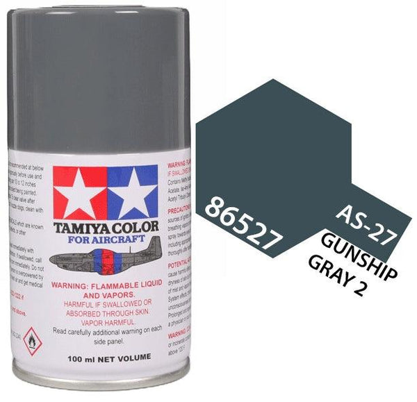 Tamiya 86527 AS-27 Gunship Gray 2 Aircraft Lacquer Spray Paint 100ml - A-Z Toy Hobby