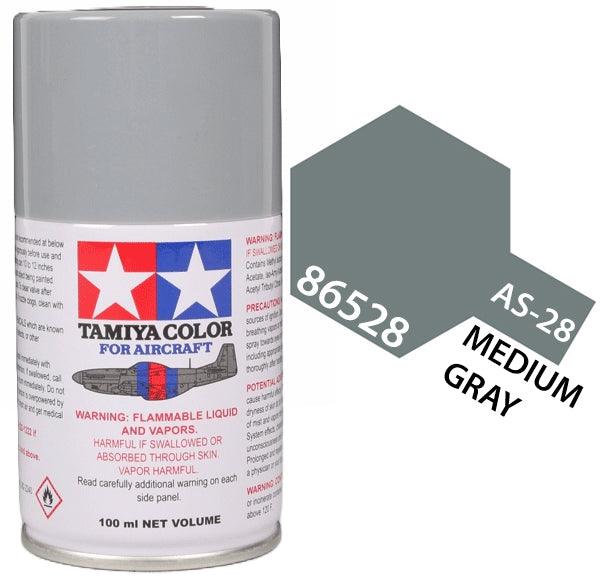 Tamiya 86528 AS-28 Medium Gray Aircraft Lacquer Spray Paint 100ml - A-Z Toy Hobby