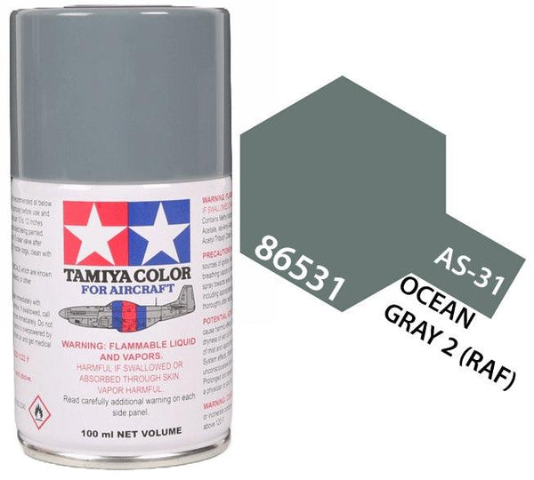 Tamiya 86531 AS-31 Ocean Gray 2 (RAF) Aircraft Lacquer Spray Paint 100ml - A-Z Toy Hobby