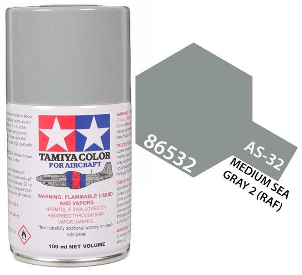 Tamiya 86532 AS-32 Medium Sea Gray 2 (RAF) Aircraft Lacquer Spray Paint 100ml - A-Z Toy Hobby